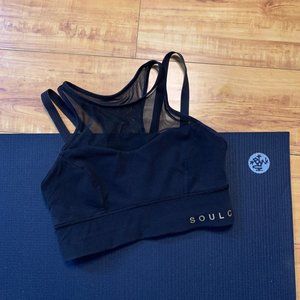 Black Lululemon SoulCycle Long Mesh Sports Bra